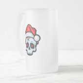 Grappig kerstsschedel, Cartoon stijl Matglas Bierpul (Voorkant links)
