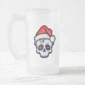 Grappig kerstsschedel, Cartoon stijl Matglas Bierpul (Links)