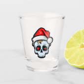 Grappig kerstsschedel, Cartoon stijl Shot Glas (Voorkant)