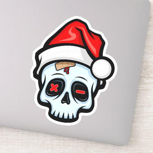 Grappig kerstsschedel, Cartoon stijl Sticker (Detail)