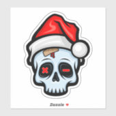 Grappig kerstsschedel, Cartoon stijl Sticker (Vel)