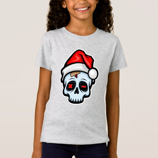 Grappig kerstsschedel, Cartoon stijl T-shirt (Voorkant)