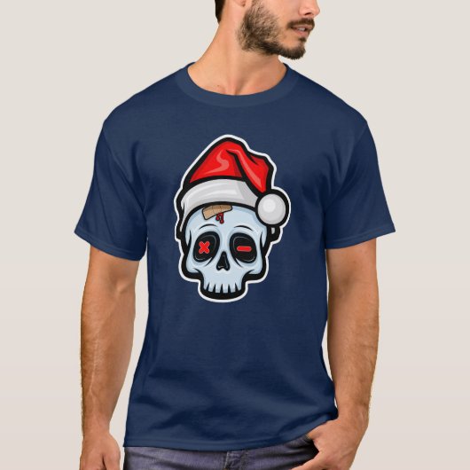 Grappig kerstsschedel, Cartoon stijl T-shirt (Voorkant)