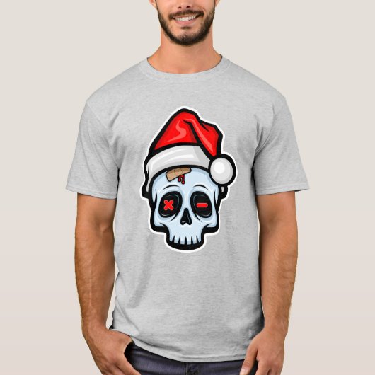 Grappig kerstsschedel, Cartoon stijl T-shirt (Voorkant)
