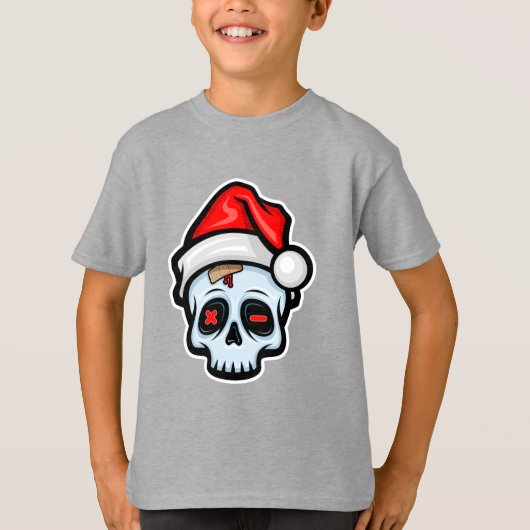 Grappig kerstsschedel, Cartoon stijl T-shirt (Voorkant)