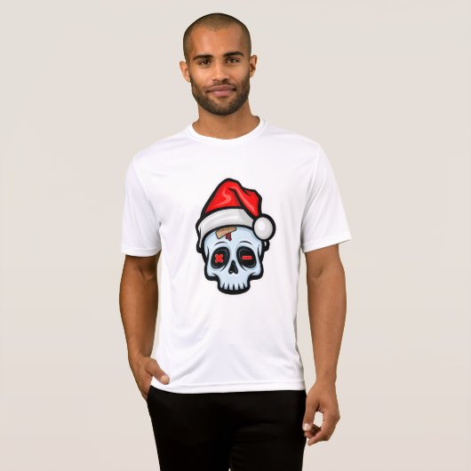 Grappig kerstsschedel, Cartoon stijl T-shirt (Voorkant volledig)