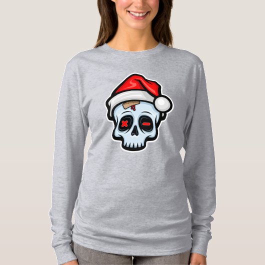 Grappig kerstsschedel, Cartoon stijl T-shirt (Voorkant)