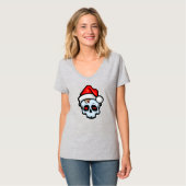 Grappig kerstsschedel, Cartoon stijl T-shirt (Voorkant volledig)