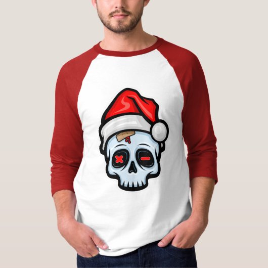 Grappig kerstsschedel, Cartoon stijl T-shirt (Voorkant)