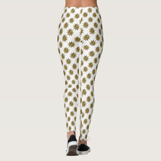 Grappig kerststerren Gold White-Leggings Leggings (Achterkant)