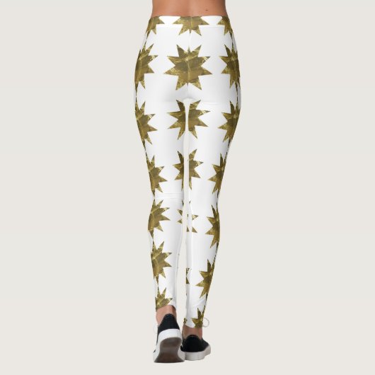 Grappig kerststerren Gold White-Leggings Leggings (Achterkant)