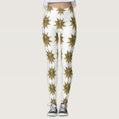 Grappig kerststerren Gold White-Leggings Leggings (Voorkant)