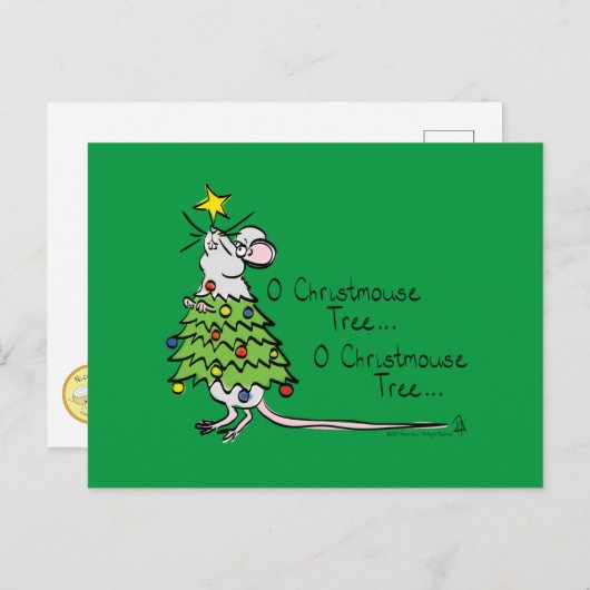 Grappig kersttaartje-Cartoon Briefkaart (Voorkant / Achterkant)