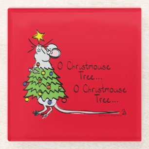 Grappig kersttaartje-Cartoon Glazen Onderzetter