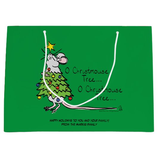 Grappig kersttaartje-Cartoon Groot Cadeauzakje (Voorkant)