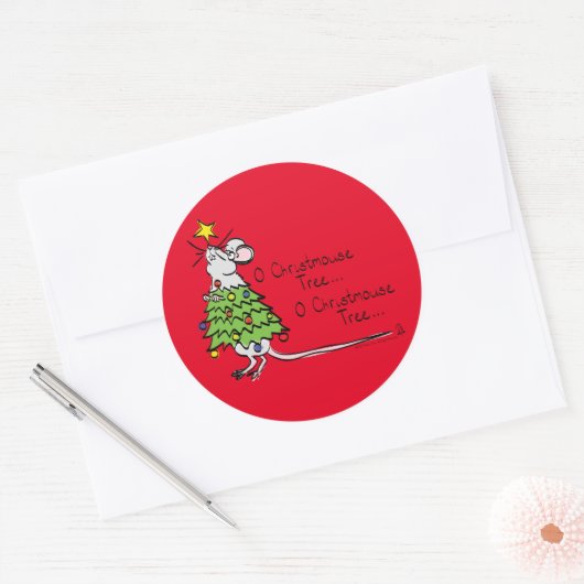 Grappig kersttaartje-Cartoon Ronde Sticker (Envelop)