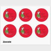 Grappig kersttaartje-Cartoon Ronde Sticker (Vel)