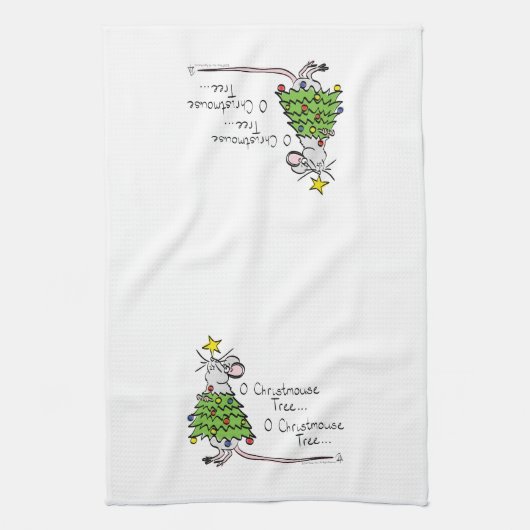 Grappig kersttaartje-Cartoon Theedoek (Verticaal)