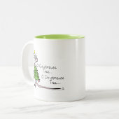 Grappig kersttaartje-Cartoon Tweekleurige Koffiemok (Voorkant links)