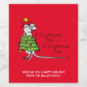 Grappig kersttaartje-Cartoon Wijn Etiket (Enkel label)