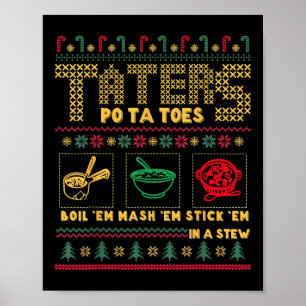 Grappig kersttater aardappelen met een lelijke ker poster