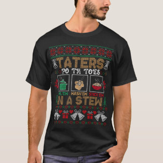 Grappig kersttater aardappelen met een lelijke ker t-shirt