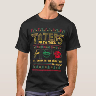 Grappig kersttater aardappelen met een lelijke ker t-shirt