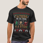 Grappig kersttater aardappelen met een lelijke ker t-shirt (Voorkant)