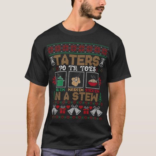 Grappig kersttater aardappelen met een lelijke ker t-shirt (Voorkant)