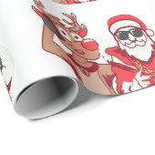 Grappig kerstteken feestelijke feestdagen cadeaupapier (Rol Hoek)