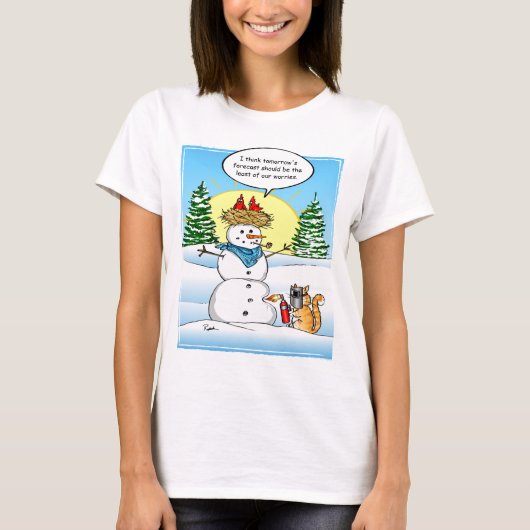 Grappig kersttshirts | Frosty Snowman Tabby Cat T-shirt (Voorkant)