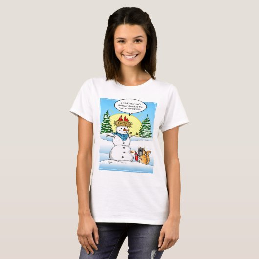 Grappig kersttshirts | Frosty Snowman Tabby Cat T-shirt (Voorkant volledig)