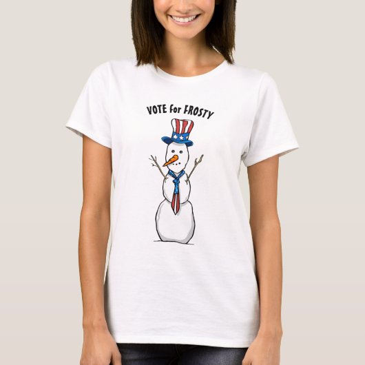 Grappig kersttshirts | Patriotic Frosty Snowman T-shirt (Voorkant)