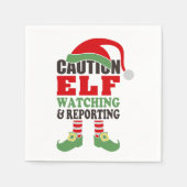 Grappig kersttypografie - Let op Elf die kijkt Servet (Voorkant)