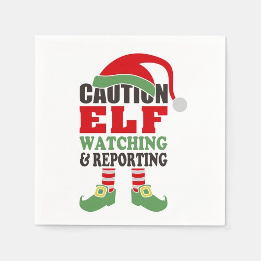 Grappig kersttypografie - Let op Elf die kijkt Servet (Voorkant)