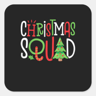 Grappig kerstviad-kerstboomfamilie, komt overeen m vierkante sticker