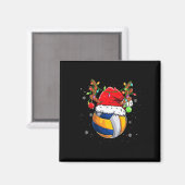 Grappig Kerstvolleybal Santa Hat Rendier Schattige Magneet (Voorkant / Achterkant)