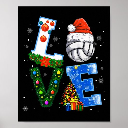 Grappig kerstvolleybalspelers overvallen kerstmis poster (Voorkant)