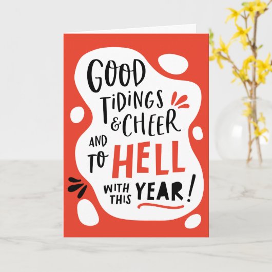 Grappig kerstWenskaart Kaart (Gele Bloem)