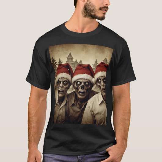 Grappig Kerstzombies T-shirt - Scary Holiday Shirt (Voorkant)