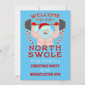 Grappig Kerstzool Santa Gewichtheffer Gym Party Kaart (Voorkant)