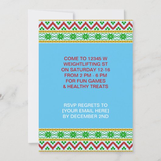 Grappig Kerstzool Santa Gewichtheffer Gym Party Kaart (Achterkant)