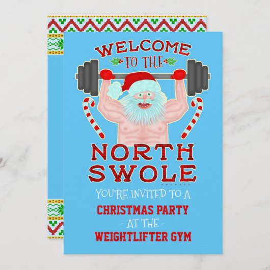 Grappig Kerstzool Santa Gewichtheffer Gym Party Kaart (Voorkant / Achterkant)