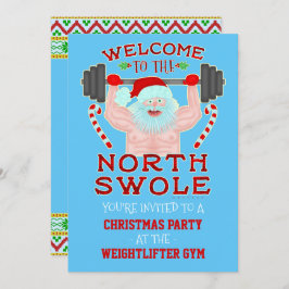 Grappig Kerstzool Santa Gewichtheffer Gym Party Kaart