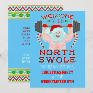Grappig Kerstzool Santa Gewichtheffer Gym Party Kaart