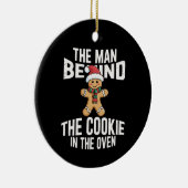 Grappig Kerstzwangerschap Man achter Cookie Keramisch Ornament (Rechts)