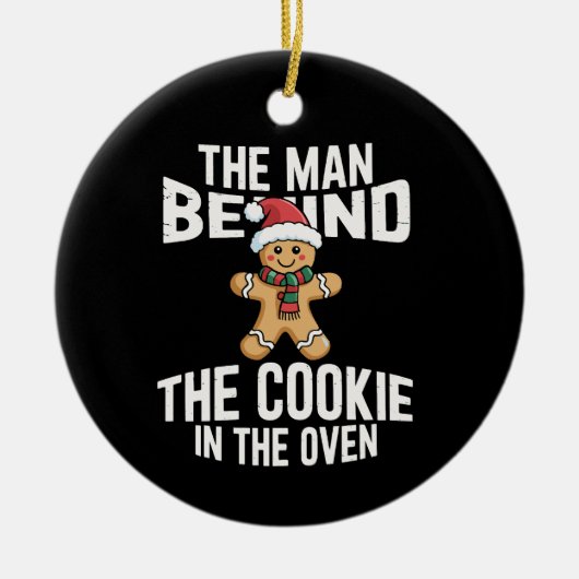 Grappig Kerstzwangerschap Man achter Cookie Keramisch Ornament (Voorkant)