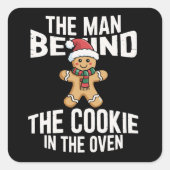 Grappig Kerstzwangerschap Man achter Cookie Vierkante Sticker (Voorkant)