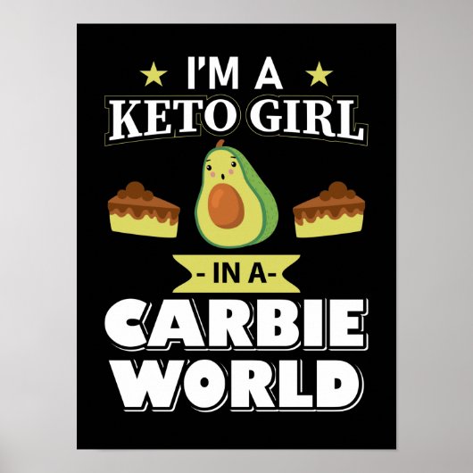 Grappig Keto Meisje Schattige Ketogenic Diet Avoca Poster (Voorkant)