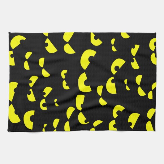 Grappig keukenhanddoek met gele boze ogen (Horizontaal)